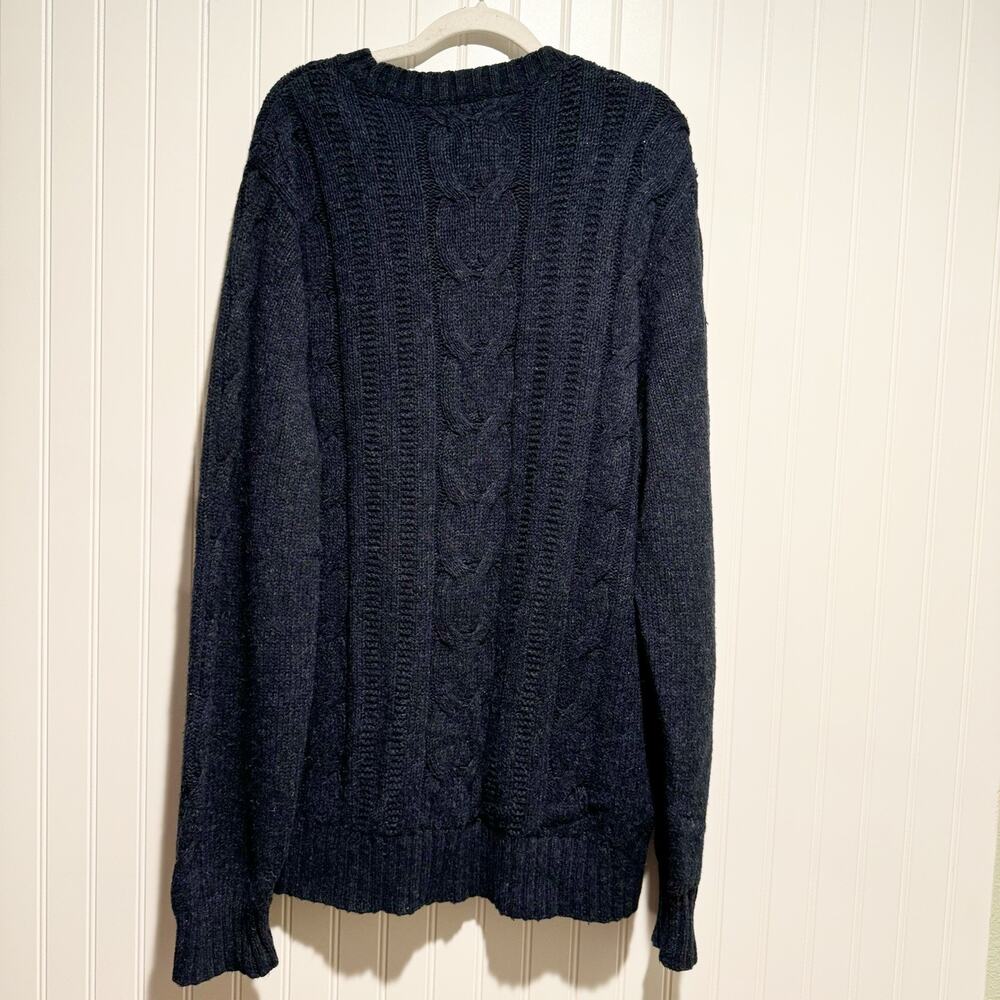 Eddie Bauer Wool Cableknit Sweater Navy Blue Size XL - Picture 5 of 5